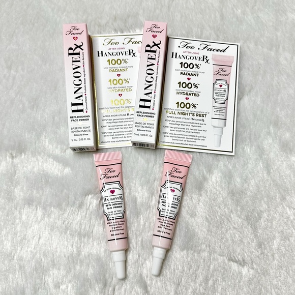 NIB Too Faced X2 Hangover Rx Replenishing Face Primer Mini 5ml Bundle of 2 - Picture 1 of 5
